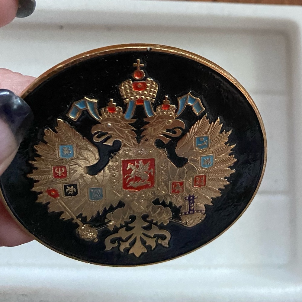 Russian Empire Coat of Arms Brooch.  Unisex - Picture 3 of 4